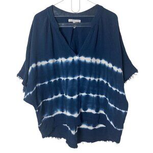 Young Fabulous & Broke Tie Dye Kimono Top Medium Large Blue Waffle Knit Cotton